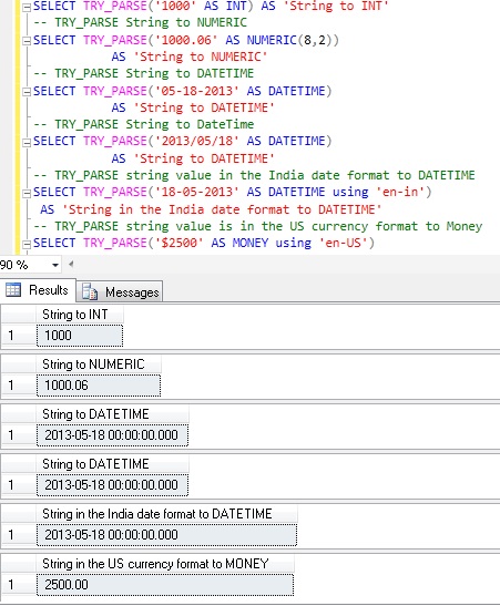 Pastoor Diakritisch sieraden TRY_PARSE CONVERSION FUNCTION IN SQL SERVER 2012 | SqlHints.com