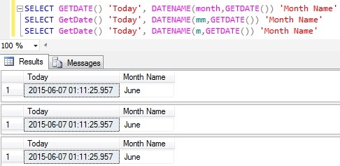 Month name from date in sql server 1