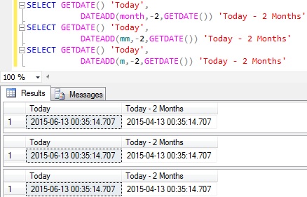 Subtract months from Datetime in Sql Server