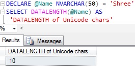 Sql DATALENGTH of Unicode Character Variable