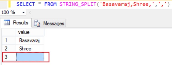 Sql STRING_SPLIT Function Example 8